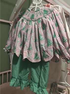 Classic Pink & Green Holiday Kids Matching Set